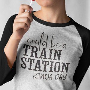 Train Station kind of day 3/4 sleeve shirt